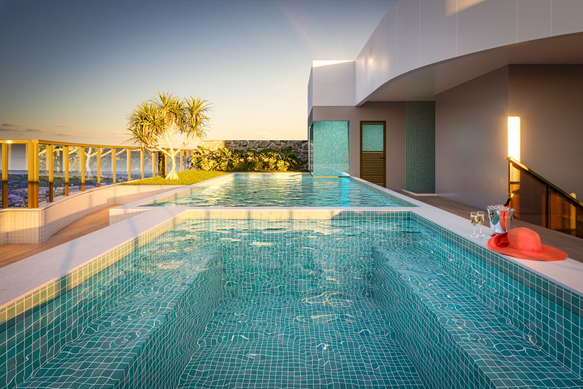 Piscina com borda infinita do Mar Del Plata